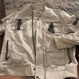 Zara Men's Cream Jacket with Gray Accents